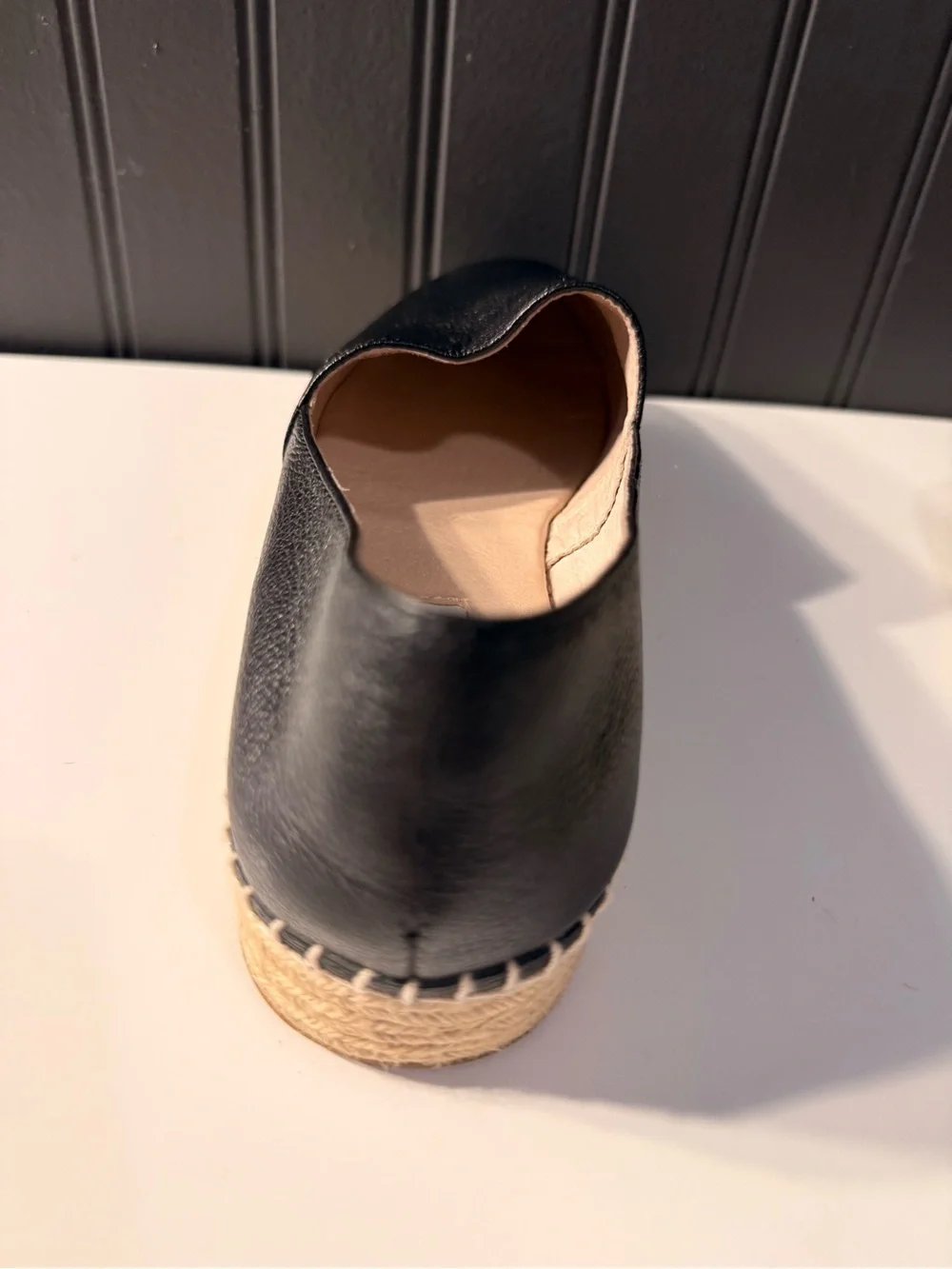Steve Madden Black Leather Espadrille Slip-On Loafers